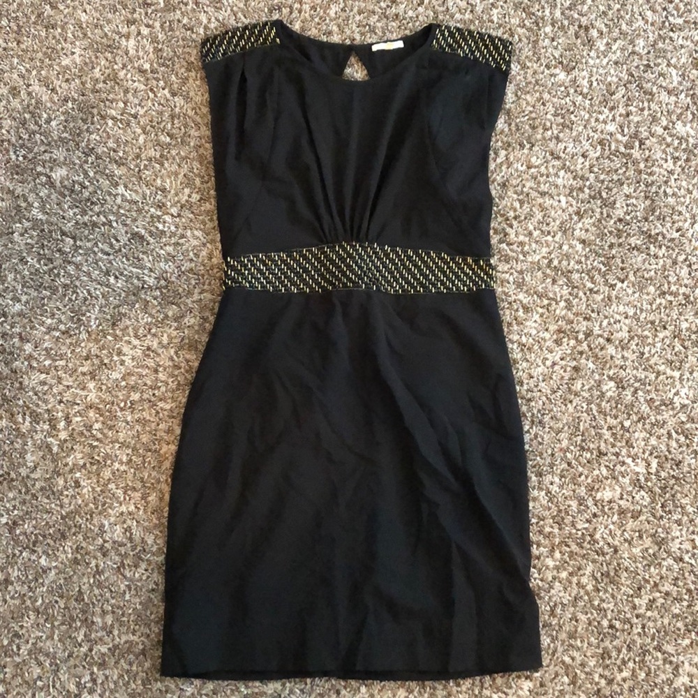 ⭐️ Black backless dress with gold bead detail